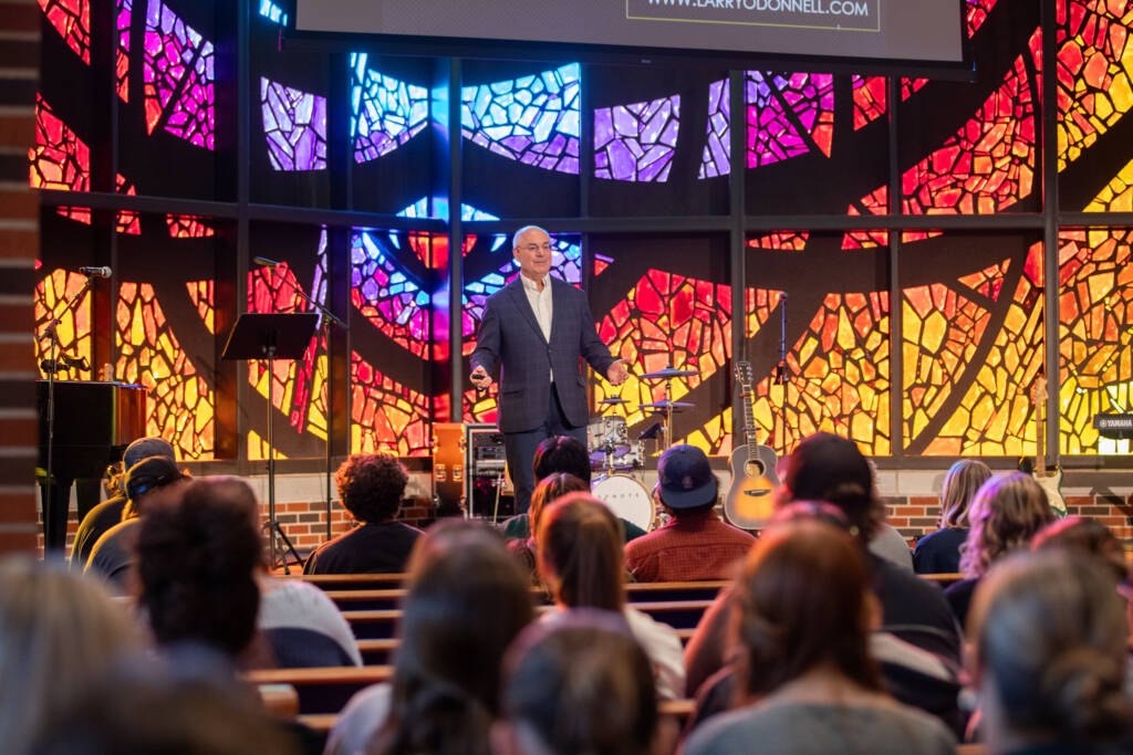 Larry O’Donnell, retired founder, Chairman of the Board, CEO, and President of Rockwater Energy Solutions, Inc., now Select Energy Services, and the first Undercover Boss joined us as the guest speaker at Chapel