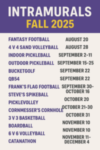 Intramural Schedule Fall 2025